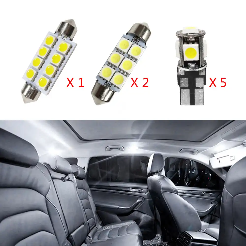 8pcs Set White Car Interior Led Light Bulb Kit For Vw Golf 6 Mk6 Golf7 Mk7 Front Rear Dome Replacement Led Auto Car Lamp
