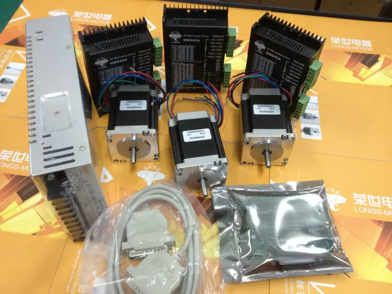 Stepper Motor 3Axis Nema 23 270oz.in 23HS8430 3A DM542A Stepper Driver Power CNC Router Engraving LONGS MOTOR
Stepper Motor 3Axis Nema 23 270oz.in 23HS8430 3A DM542A Stepper Driver Power CNC Router Engraving LONGS MOTOR
