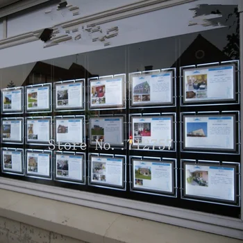 18PCS Real Estate Agent A3 Single Sided Hanging Window Display Systems Acrylic LED Light Pocket with U pocket
18PCS Real Estate Agent A3 Single Sided Hanging Window Display Systems Acrylic LED Light Pocket with U pocket
