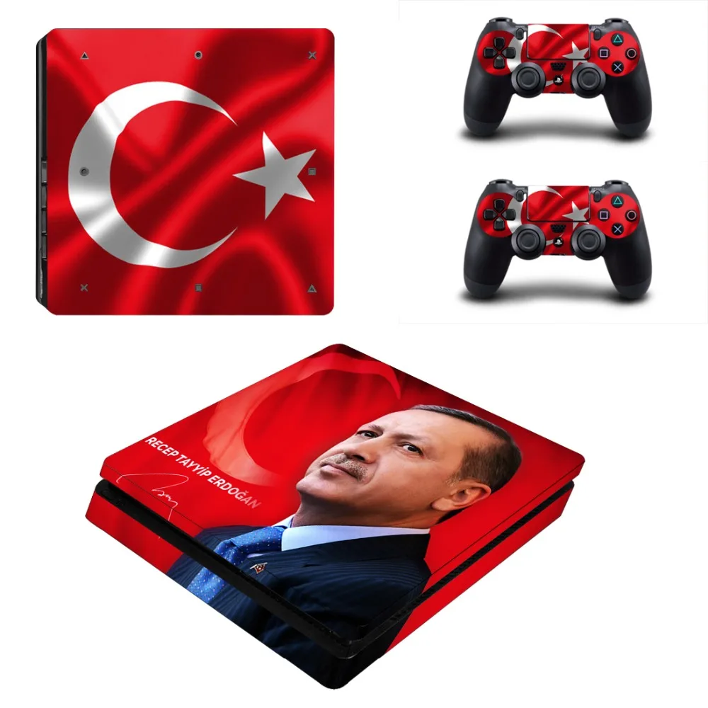 Turkey National Flag PS4 Slim Skin Sticker Decal Vinyl for Playstation 4 Console and 2 Controllers | Электроника
