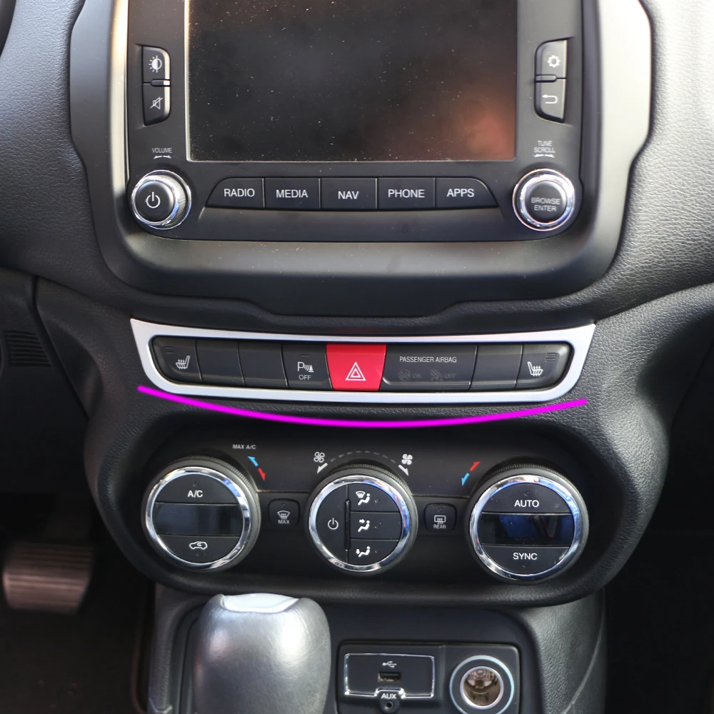 Fit for JEEP Renegade 2015 - 2019 Auto Interior Emergency Lights Switch CD Panel Decoration Frame Cover Stickers Car Accessories
Fit for JEEP Renegade 2015 - 2019 Auto Interior Emergency Lights Switch CD Panel Decoration Frame Cover Stickers Car Accessories