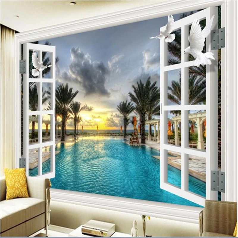 custom mural Swimming pool coconut tree window painting photo 3d wall murals wallpaper 3D wall papers home decor papel de parede
custom mural Swimming pool coconut tree window painting photo 3d wall murals wallpaper 3D wall papers home decor papel de parede