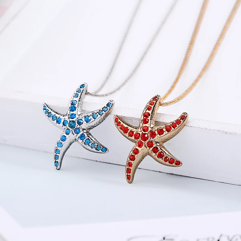 kissme Holiday Ocean Style Exquisite Red&Blue Crystal Starfish Pendant Necklace For Women Gifts White Gold Color New Accessories
kissme Holiday Ocean Style Exquisite Red&Blue Crystal Starfish Pendant Necklace For Women Gifts White Gold Color New Accessories