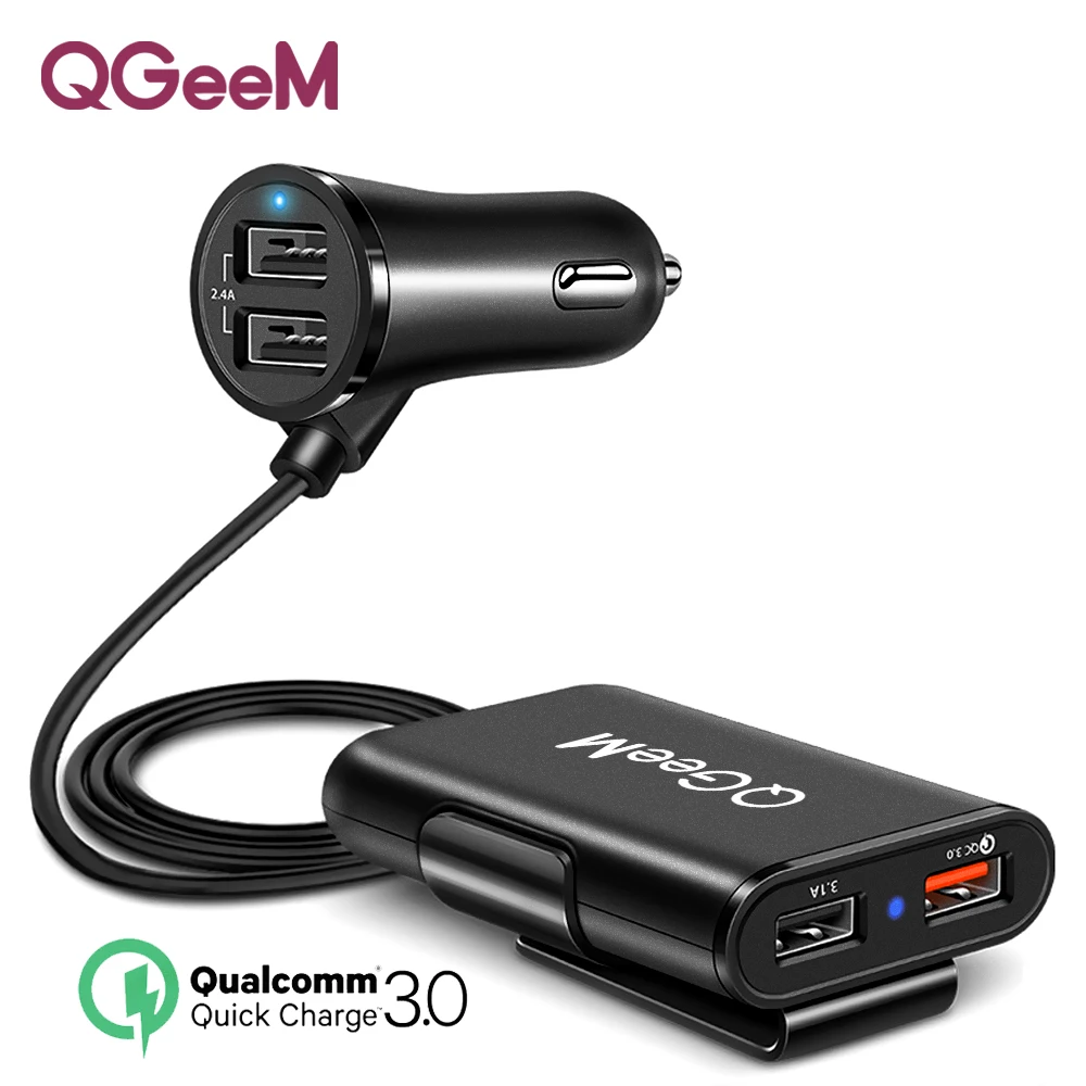 QGEEM 4 USB QC 3.0 Car Charger Quick Charge 3.0 Phone Car Fast Front Back Charger Adapter Car Portable Charger Plug for iPhone
QGEEM 4 USB QC 3.0 Car Charger Quick Charge 3.0 Phone Car Fast Front Back Charger Adapter Car Portable Charger Plug for iPhone