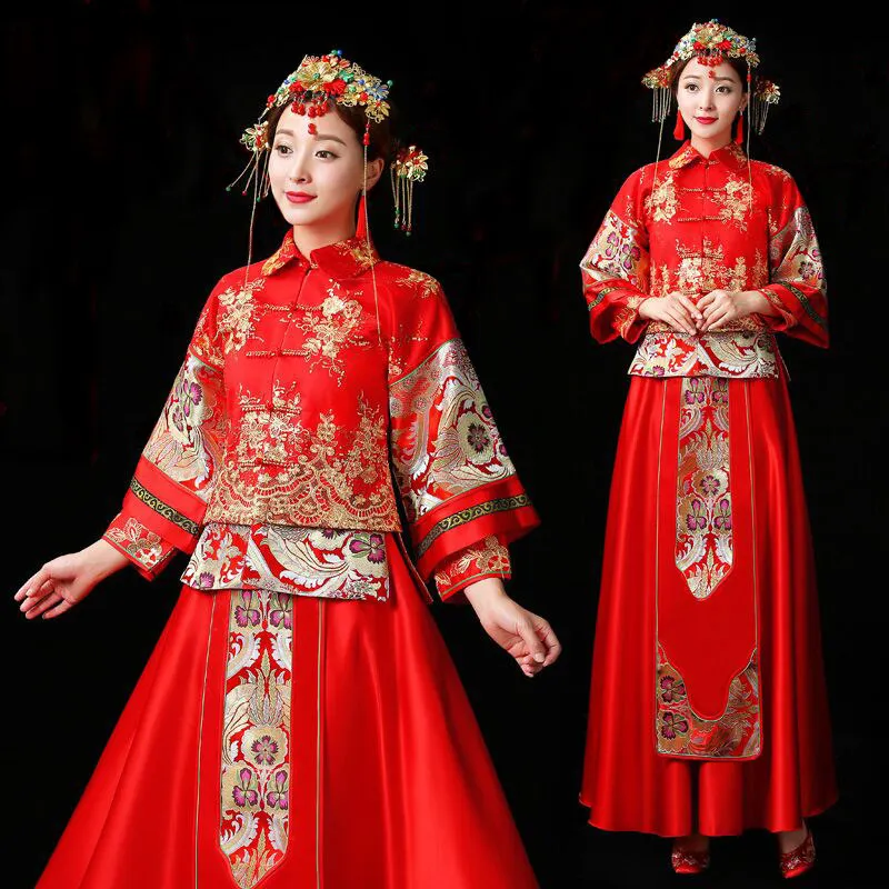 Red Wedding Bride Chinese Style Cheongsam Traditional Lady Long Qipao Embroidery Women's Evening Dress Clothes
Red Wedding Bride Chinese Style Cheongsam Traditional Lady Long Qipao Embroidery Women's Evening Dress Clothes