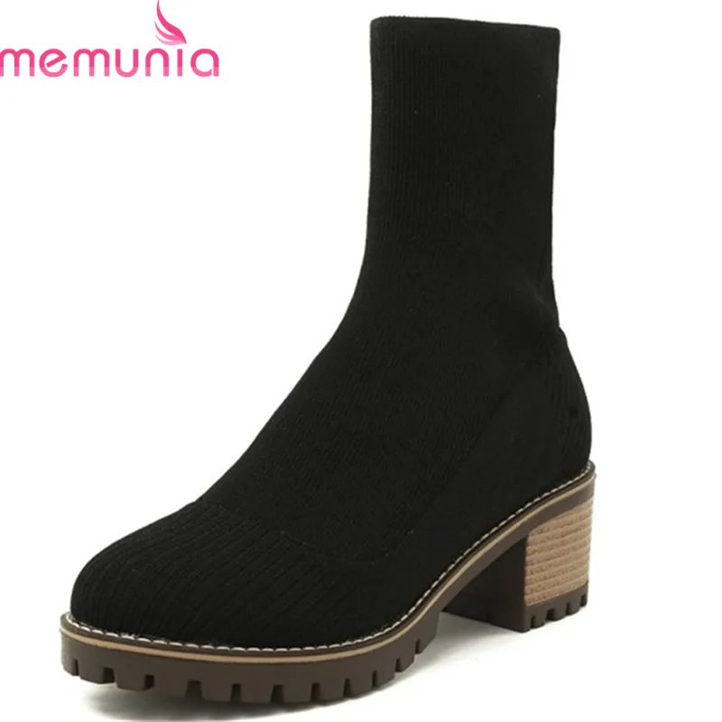 MEMUNIA 2020 hot sale Stretch socks boots women round toe square heels autumn shoes solid colors comfortable ankle boots female
MEMUNIA 2020 hot sale Stretch socks boots women round toe square heels autumn shoes solid colors comfortable ankle boots female