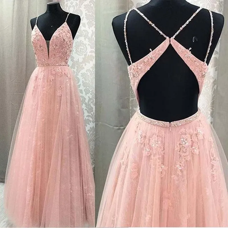 Spaghetti Long Evening Gowns abiye 2019 Pink Prom Gown Zipper Back Formal Party Dress Crystals Appliques robe de soiree
Spaghetti Long Evening Gowns abiye 2019 Pink Prom Gown Zipper Back Formal Party Dress Crystals Appliques robe de soiree