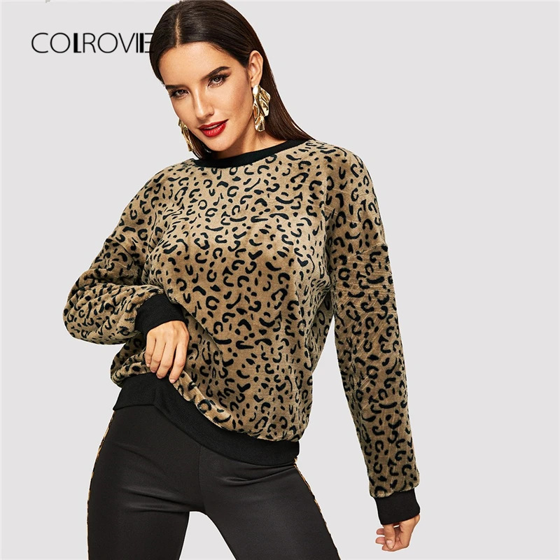 COLROVIE Leopard Print Drop Shoulder Korean Sweatshirt Women Clothes 2018 Winter Fashion Warm Pullover Streetwear Sweatshirts
COLROVIE Leopard Print Drop Shoulder Korean Sweatshirt Women Clothes 2018 Winter Fashion Warm Pullover Streetwear Sweatshirts