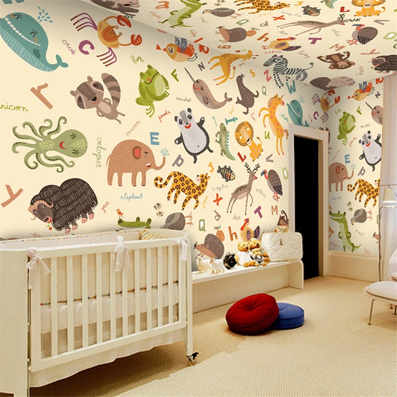 

beibehang papel de parede para quarto 3D animals baby room children's bedroom background wallpaper custom cartoon mural