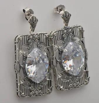Free shipping unique custom processing Retro nostalgia hollow-out decorative pattern 925 sterling silver white zircon earrings
Free shipping unique custom processing Retro nostalgia hollow-out decorative pattern 925 sterling silver white zircon earrings