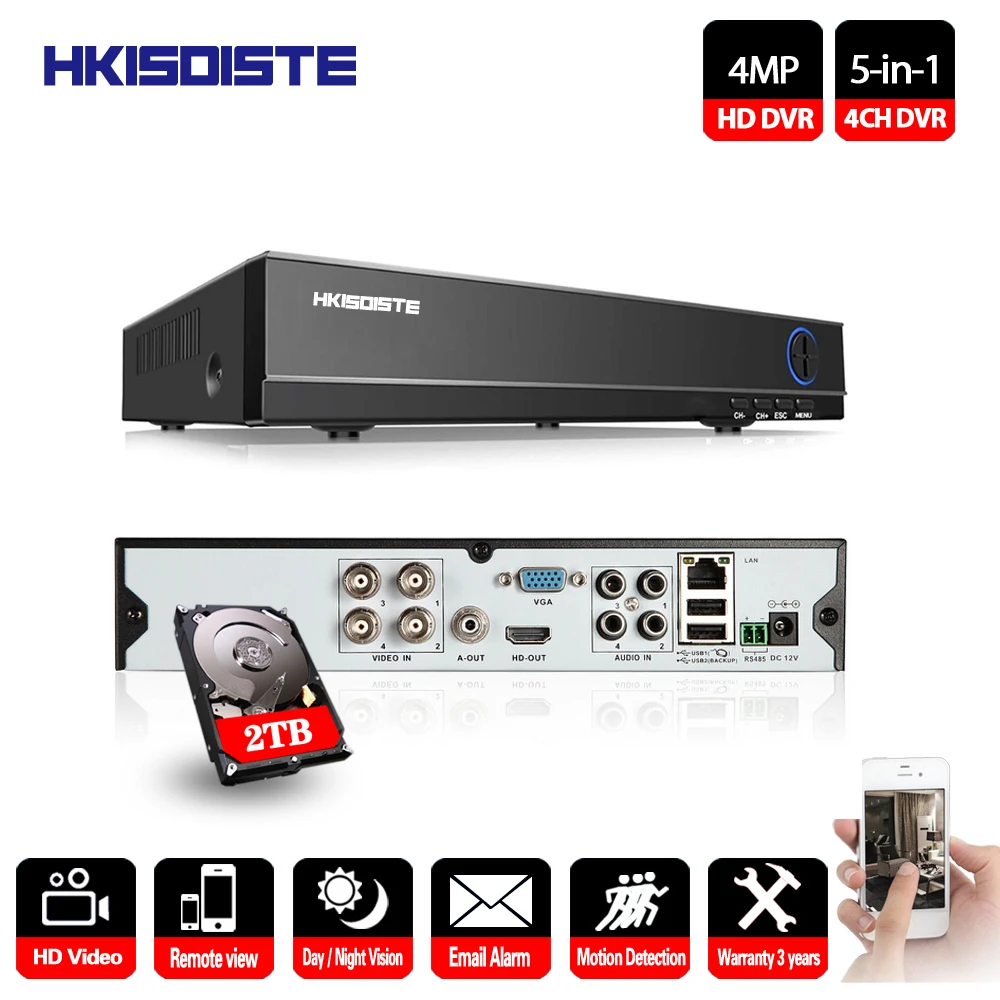 HKIXDISTE AHD 4MP 4ch DVR Onvif 4.0MP Digital Video Recorder HDMI Output CCTV NVR H.264 Support Analog AHD TVI CVI IP Camera
HKIXDISTE AHD 4MP 4ch DVR Onvif 4.0MP Digital Video Recorder HDMI Output CCTV NVR H.264 Support Analog AHD TVI CVI IP Camera