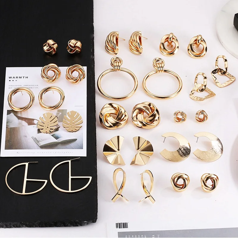15 Design Classic Gold Color Twisted Love Knot Stud Earrings Punk Women Simple Geometric Small Earrings Wedding Bridal Jewelry
15 Design Classic Gold Color Twisted Love Knot Stud Earrings Punk Women Simple Geometric Small Earrings Wedding Bridal Jewelry