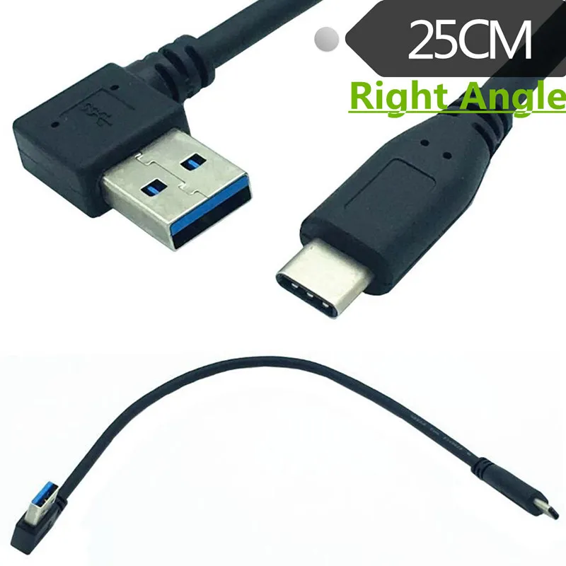 90 degree Left Right Angle USB 3.0 Male to USB3.1 Type-C Male USB Data Sync Charge Cable Connector Black 0.25m 25cm
90 degree Left Right Angle USB 3.0 Male to USB3.1 Type-C Male USB Data Sync Charge Cable Connector Black 0.25m 25cm