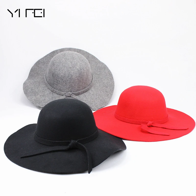 2018 Women's Wide Brim Felt Bowler Fedora Hat Floppy Sun Bowknot Cloche Cap Women's Large Winter Outdoor Beach Hat Parent-child
2018 Women's Wide Brim Felt Bowler Fedora Hat Floppy Sun Bowknot Cloche Cap Women's Large Winter Outdoor Beach Hat Parent-child