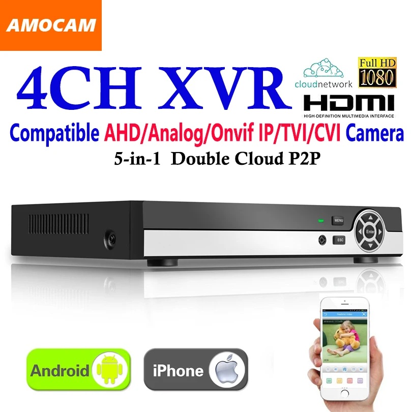 New 4CH Super XVR All HD 1080P 5-in-1 DVR CCTV Surveillance Video Recorder HDMI output with AHD/Analog/Onvif IP/TVI/CVI Camera |
