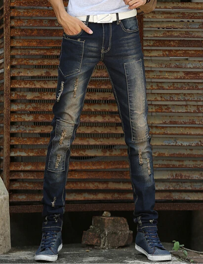Mens Skinny Jeans Ripped 2017 New Fashion Patched Design Slim Fit Male Denim Pants Free Shipping
Mens Skinny Jeans Ripped 2017 New Fashion Patched Design Slim Fit Male Denim Pants Free Shipping