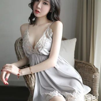 2019 High-end New Pure Color Sling Sexy Nightdress Lace Seduction Four-color Sexy Backless Nightdress Women Sleepdress
2019 High-end New Pure Color Sling Sexy Nightdress Lace Seduction Four-color Sexy Backless Nightdress Women Sleepdress