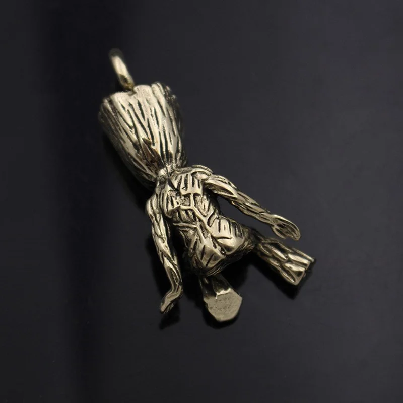 4-6CM-Solid-Pure-Copper-Tree-Man-Groot-Keychain-Pendant-Brass-Car-Motorcycle-Keychain-Pendant-EDC (3)