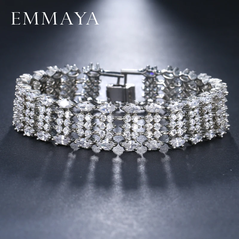 Бренд EMMAYA новый роскошный браслет закрепляющий фианиты серебряный