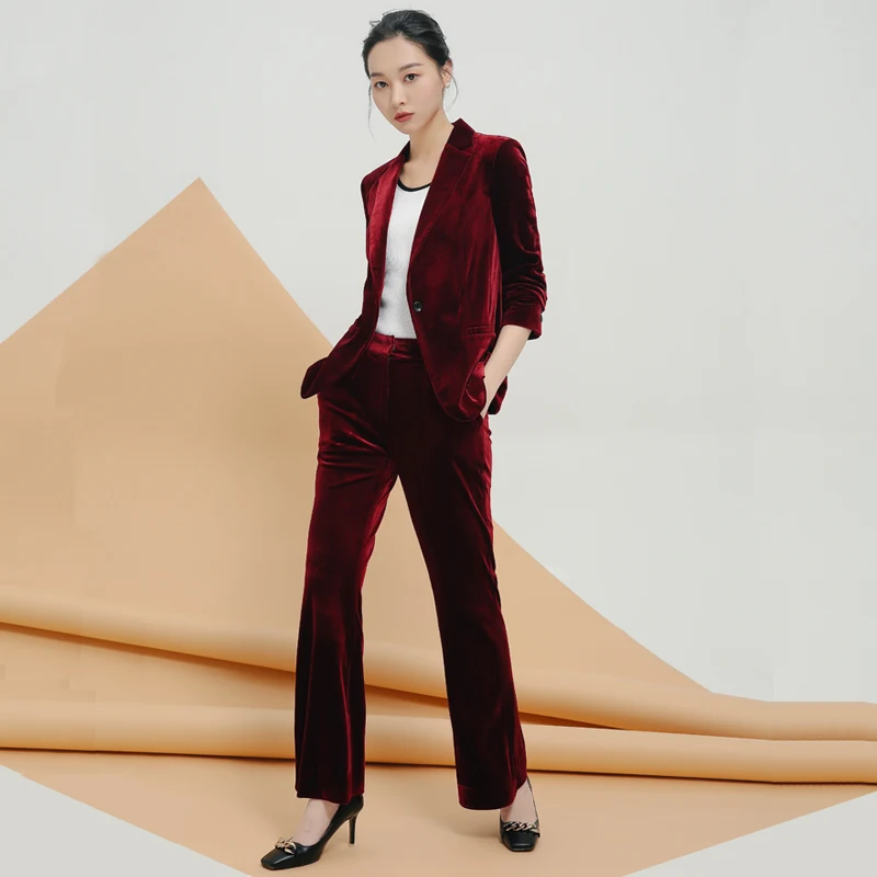 High quality gold velvet suit velvet jacket micro-horn straight trousers 2 sets of women's fashion Slim temperament two-piece
High quality gold velvet suit velvet jacket micro-horn straight trousers 2 sets of women's fashion Slim temperament two-piece