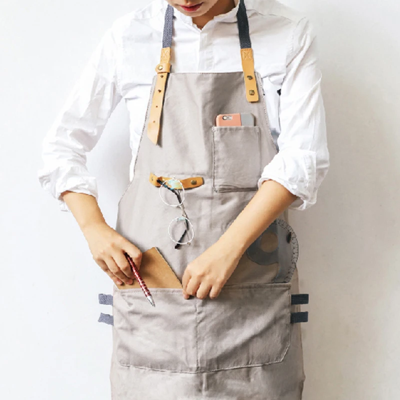 New BBQ Senior cotton Apron Bib Leather Straps Kitchen Half apron for Women Men cooking Restaurant Waitress Custom Print Logo
New BBQ Senior cotton Apron Bib Leather Straps Kitchen Half apron for Women Men cooking Restaurant Waitress Custom Print Logo