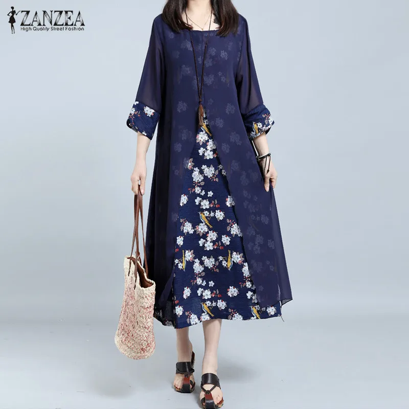 2018 ZANZEA Womens Floral Print O Neck 3/4 Sleeve Sundress Loose Summer Casual Party Long Shirt Dress Vestido Plus Size
2018 ZANZEA Womens Floral Print O Neck 3/4 Sleeve Sundress Loose Summer Casual Party Long Shirt Dress Vestido Plus Size
