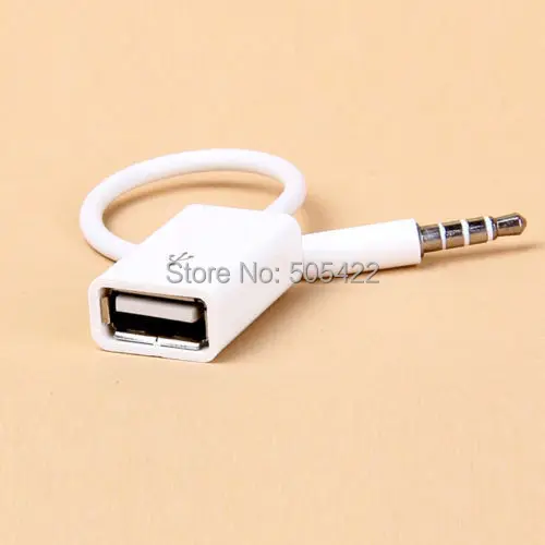 500 шт./лот белый 3 5 мм штекер AUX вспомогательный аудиоразъем к USB-кабелю