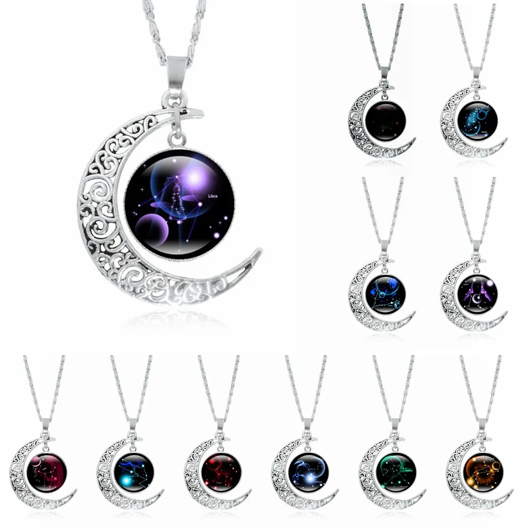 12 Zodiac Horoscope Crescent Moon Necklace For Women Men Punk Charm Universe Planet Galaxy Hanging Silver Chain Necklace Jewelry
12 Zodiac Horoscope Crescent Moon Necklace For Women Men Punk Charm Universe Planet Galaxy Hanging Silver Chain Necklace Jewelry