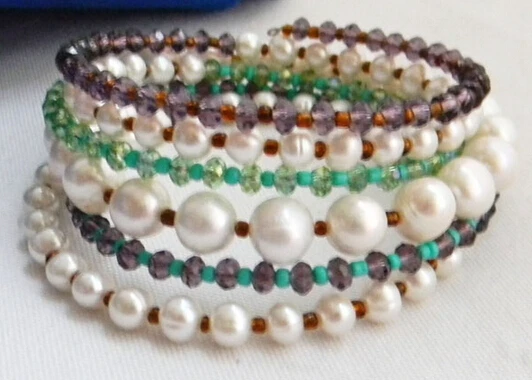 free shipping 09467 5Strands White Round Freshwater Pearl Green Purple Crystal Bracelet
free shipping 09467 5Strands White Round Freshwater Pearl Green Purple Crystal Bracelet