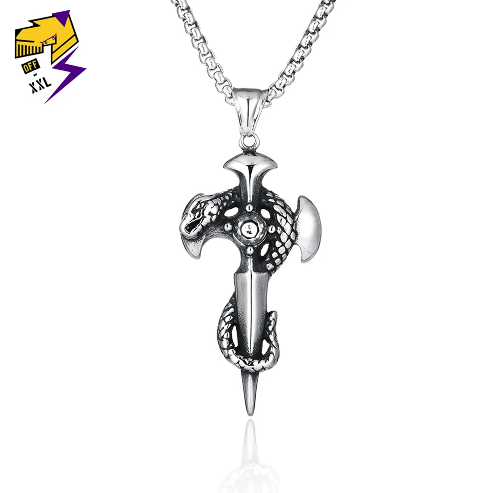 Gothic Snake Necklace Mens Cross Pendant Sword Necklaces Stainless Steel Box Chain Collar Punk/Vintage Jewelry
Gothic Snake Necklace Mens Cross Pendant Sword Necklaces Stainless Steel Box Chain Collar Punk/Vintage Jewelry