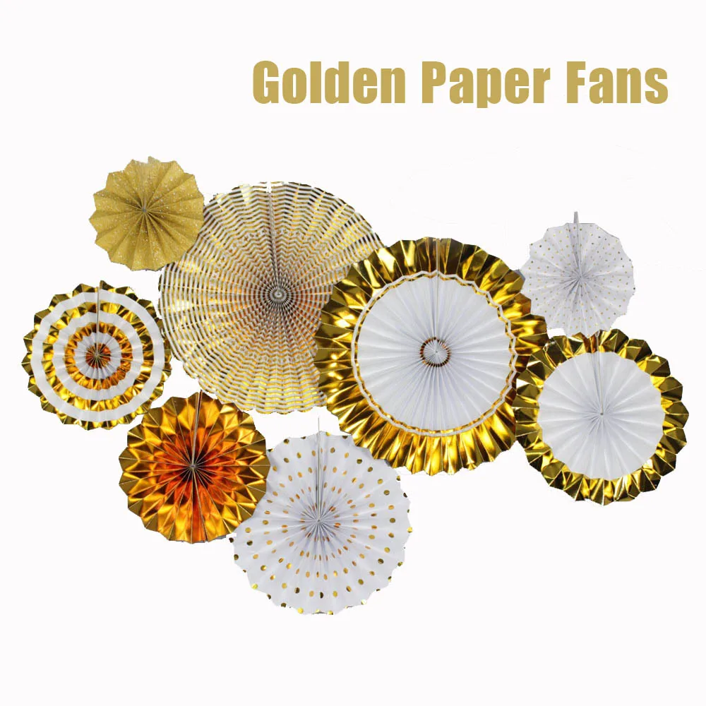 Luxury Gold Set 8pcs Thick Paper Fan Wedding Engagement Party Hanging Paper Decor Kids Birthday Decorative Golden Paper Crafts
Luxury Gold Set 8pcs Thick Paper Fan Wedding Engagement Party Hanging Paper Decor Kids Birthday Decorative Golden Paper Crafts
