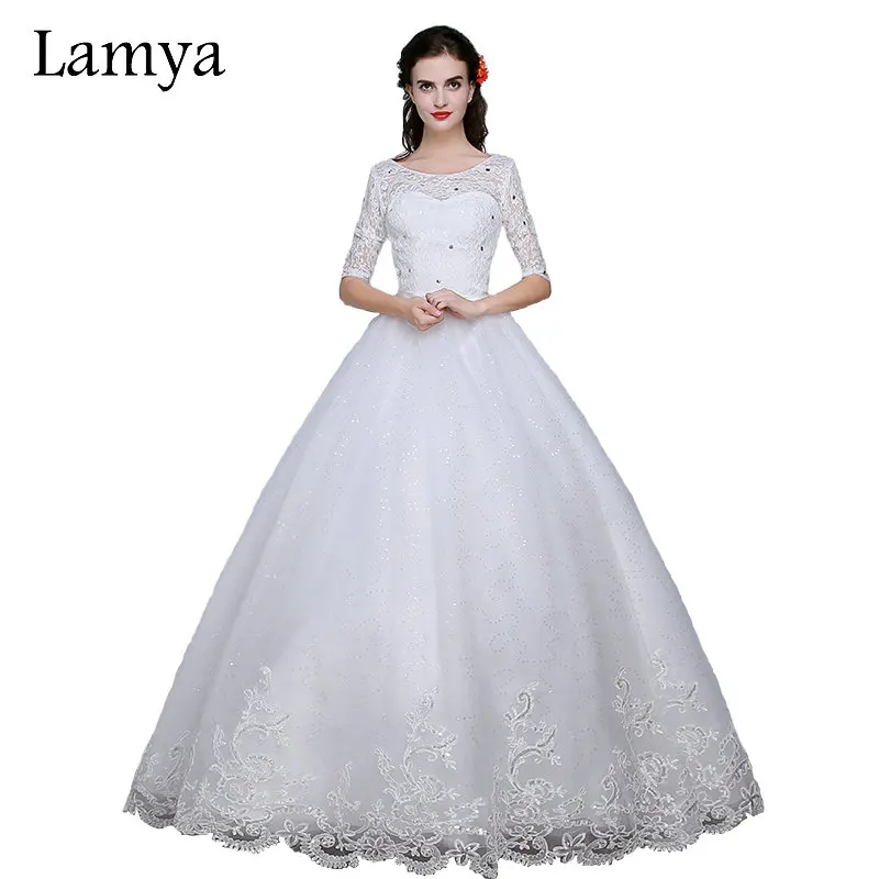 LAMYA Fashion Plus Size Wedding Dress 2019 Women Lace Sweetheart Half Sleeve Elegant Lace Up With Sashed Vestidos De Noiva
LAMYA Fashion Plus Size Wedding Dress 2019 Women Lace Sweetheart Half Sleeve Elegant Lace Up With Sashed Vestidos De Noiva