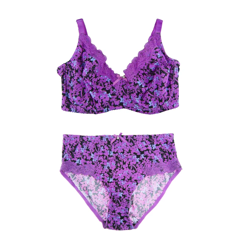 MiaoErSiDai Women Sexy Bra Set Plus Size With Lace Unlined Full Coverage Push Up Brassiere Flower Brief Bra Panty 36-46 C-G Cup
MiaoErSiDai Women Sexy Bra Set Plus Size With Lace Unlined Full Coverage Push Up Brassiere Flower Brief Bra Panty 36-46 C-G Cup