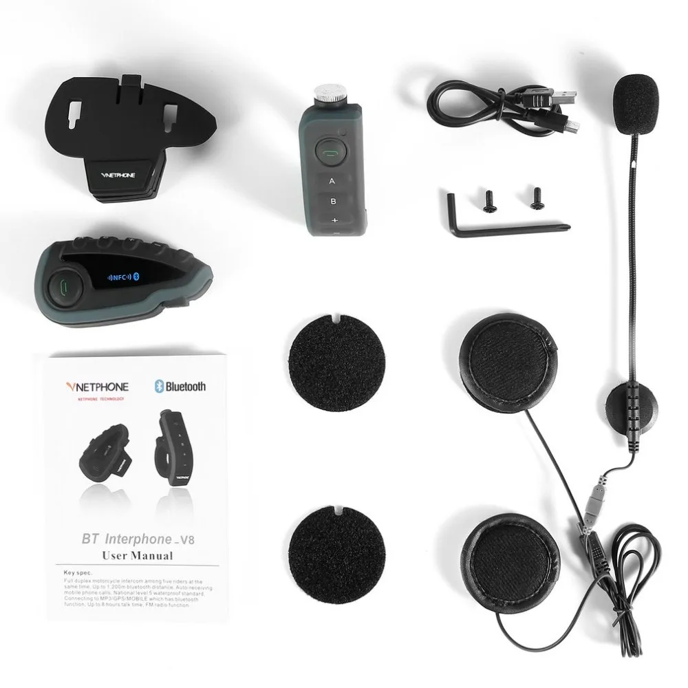 1pcs V8 Motorcycle Helmet Intercom NFC Remote Control Bluetooth Interphone Headset 5 Rider 1200M Full Duplex talking
1pcs V8 Motorcycle Helmet Intercom NFC Remote Control Bluetooth Interphone Headset 5 Rider 1200M Full Duplex talking