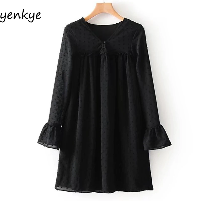 Vintage Black Summer Dress Women Dotted Mesh Dress Sexy V Neck Long Sleeve High Waist Casual Mini Dress XNWM8395
Vintage Black Summer Dress Women Dotted Mesh Dress Sexy V Neck Long Sleeve High Waist Casual Mini Dress XNWM8395