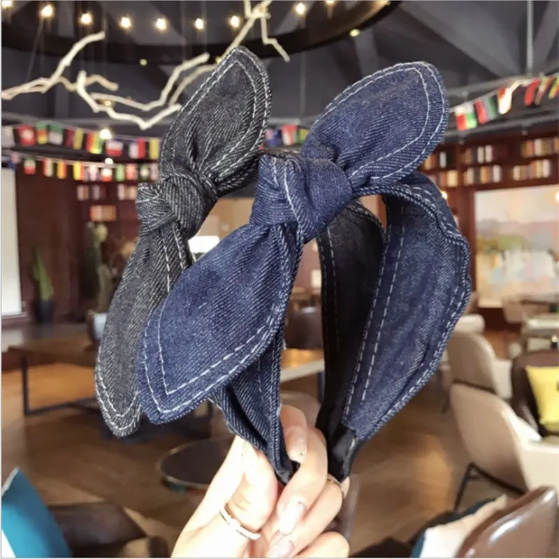 New Simple temperament hair accessories women's denim fabric change rabbit ears bow fine side fashion hairband headband hairpin
New Simple temperament hair accessories women's denim fabric change rabbit ears bow fine side fashion hairband headband hairpin