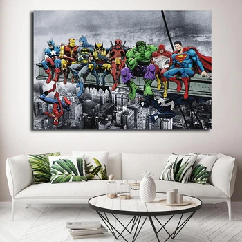 DC Marvel Super Heroes Poster Lunch ATOP A Skyscraper Avengers Endgame Canvas Painting Spiderman Hulk Deadpool Wall Art Pictures
DC Marvel Super Heroes Poster Lunch ATOP A Skyscraper Avengers Endgame Canvas Painting Spiderman Hulk Deadpool Wall Art Pictures