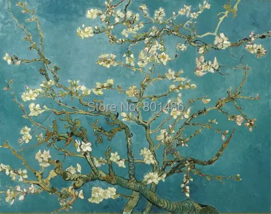 

Almond Branches in Bloom, San Remy, c.1890 by Vicent Van Gogh print painting on canvas for living room wall art decoartion