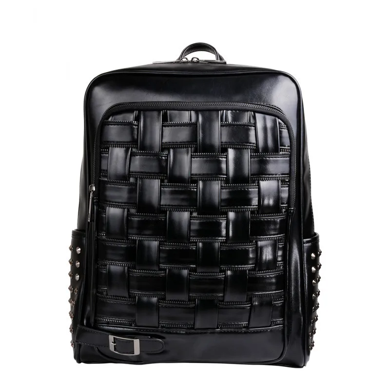 Simple Fashion Zipper Backpack Atmosphere Weaving Rivets Black Backpack Personality Unisex PU Leather Travel Bag Student Bag
Simple Fashion Zipper Backpack Atmosphere Weaving Rivets Black Backpack Personality Unisex PU Leather Travel Bag Student Bag