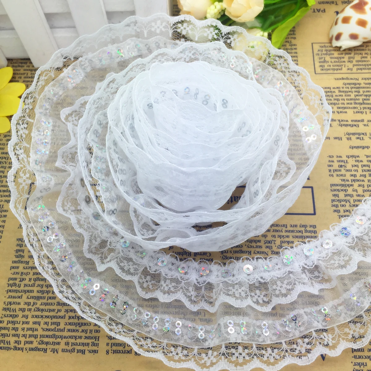 5 Yards 4-layer 50mm Beautiful Pleated Trim Mesh Lace Sewing Sequin Gathered Pick Colors
5 Yards 4-layer 50mm Beautiful Pleated Trim Mesh Lace Sewing Sequin Gathered Pick Colors