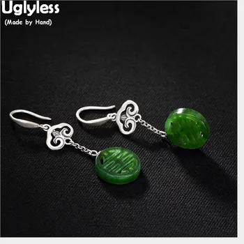 Uglyless Real 925 Sterling Silver Handmade Natural green Jade Longevity Earrings Abstract Heart Fine Jewelry for Women Brincos
Uglyless Real 925 Sterling Silver Handmade Natural green Jade Longevity Earrings Abstract Heart Fine Jewelry for Women Brincos