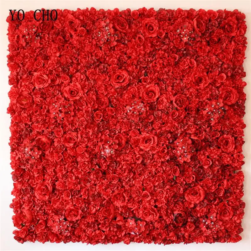 

YO CHO 40X60CM Real Touch Artificial Flower Wall With Portable Wedding Backdrop Stand For Wedding Decor DIY Flower Wall Backdrop