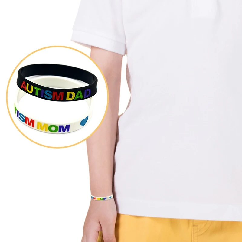 Two Colors Autism Mom/Dad Silicone Bracelets Black/White Silicon Bileklik Trendy Band Wristband
Two Colors Autism Mom/Dad Silicone Bracelets Black/White Silicon Bileklik Trendy Band Wristband
