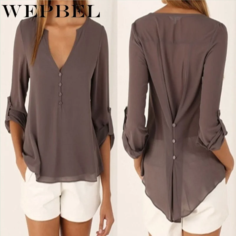 WEPBEL V Collar Sexy Long Sleeves Waist Collection Irregular Large Size Snow Spinning Shirt Summer Women's Clothing
WEPBEL V Collar Sexy Long Sleeves Waist Collection Irregular Large Size Snow Spinning Shirt Summer Women's Clothing