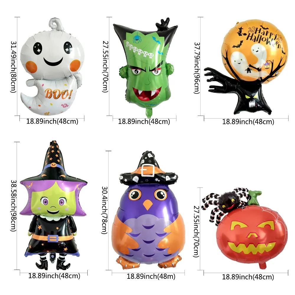 Cartoon-Halloween-Pumpkin-Spider-Ghost-Witch-Inflatable-Foil-Balloons-DIY-Halloween-Party-Decor-Bunting-Banner-Party