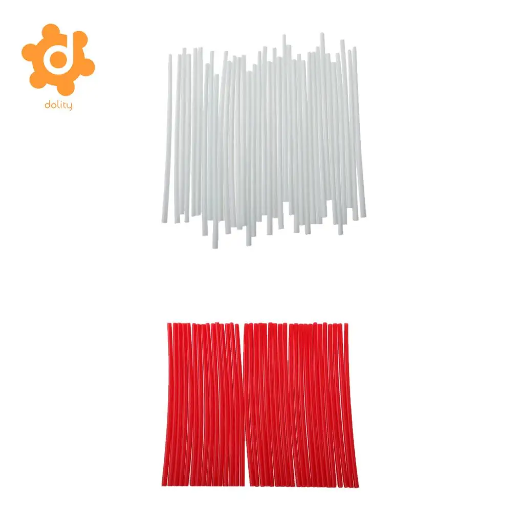72 Pieces Universal Motocross Wheel Rim Spoke Wraps Skins Cover Red&White