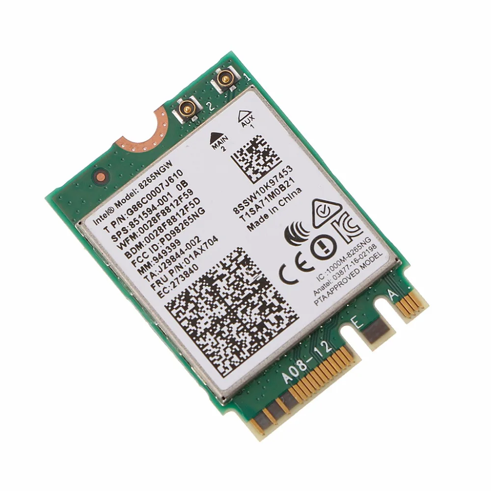 867 Mbps Dual Band Wireless NGFF Wifi Card For Intel 8265 AC AC8265 8265NGW M.2 2.4/5GHz C26
867 Mbps Dual Band Wireless NGFF Wifi Card For Intel 8265 AC AC8265 8265NGW M.2 2.4/5GHz C26