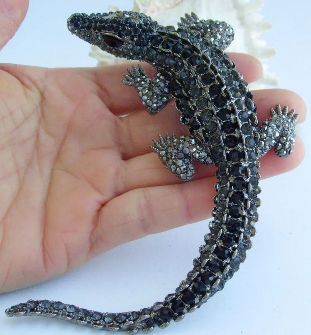 4.13" Animal Crocodile Alligator Brooch Pin Pendant Black Gray Rhinestone Crystal EE05009C2
4.13" Animal Crocodile Alligator Brooch Pin Pendant Black Gray Rhinestone Crystal EE05009C2