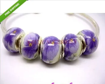 50pcs/lot 9*14mm Violet Flower Design Porcelain Ceramic Beads Big Hole Spacer Beads Craft Bracelet DIY Beads For Jewelry Making
50pcs/lot 9*14mm Violet Flower Design Porcelain Ceramic Beads Big Hole Spacer Beads Craft Bracelet DIY Beads For Jewelry Making