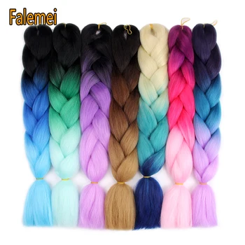 FALEMEI 24inch black grey ombre crochet jumbo braiding hair women synthetic hair extension for braids afro kinky braids hair
FALEMEI 24inch black grey ombre crochet jumbo braiding hair women synthetic hair extension for braids afro kinky braids hair